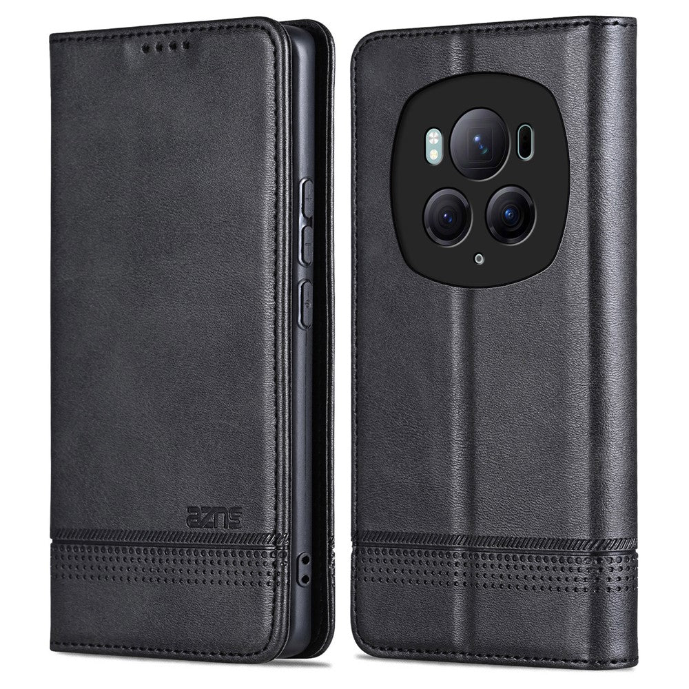 Honor Magic6 Pro 5G Wallet-Handyhülle – Magnetisch, mit Ständerfunktion, aus Rindsleder