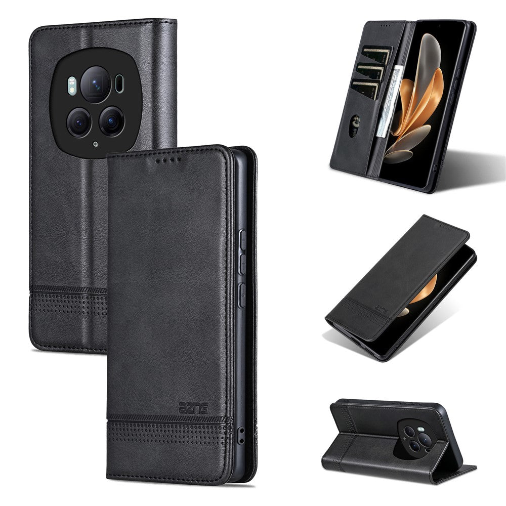 Honor Magic6 Pro 5G Wallet-Handyhülle – Magnetisch, mit Ständerfunktion, aus Rindsleder