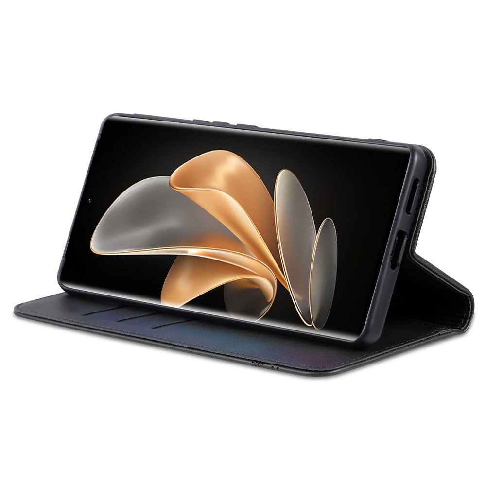 Honor Magic6 Pro 5G Wallet-Handyhülle – Magnetisch, mit Ständerfunktion, aus Rindsleder