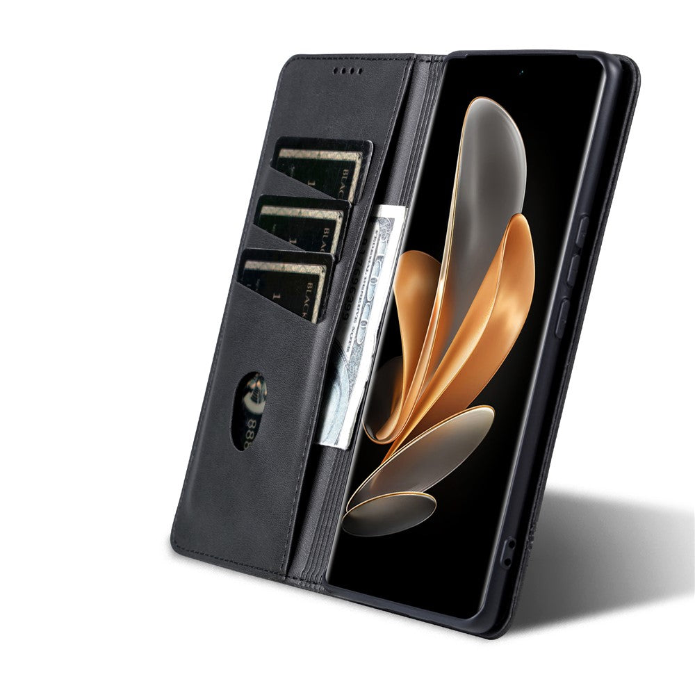 Honor Magic6 Pro 5G Wallet-Handyhülle – Magnetisch, mit Ständerfunktion, aus Rindsleder