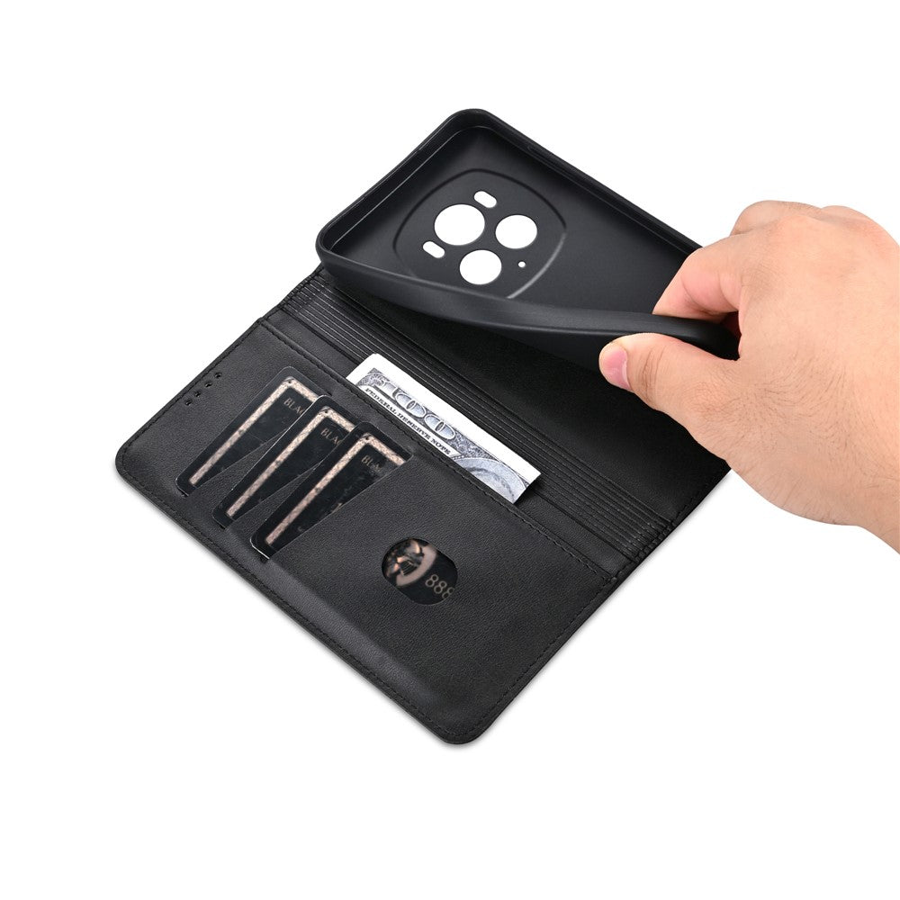 Honor Magic6 Pro 5G Wallet-Handyhülle – Magnetisch, mit Ständerfunktion, aus Rindsleder