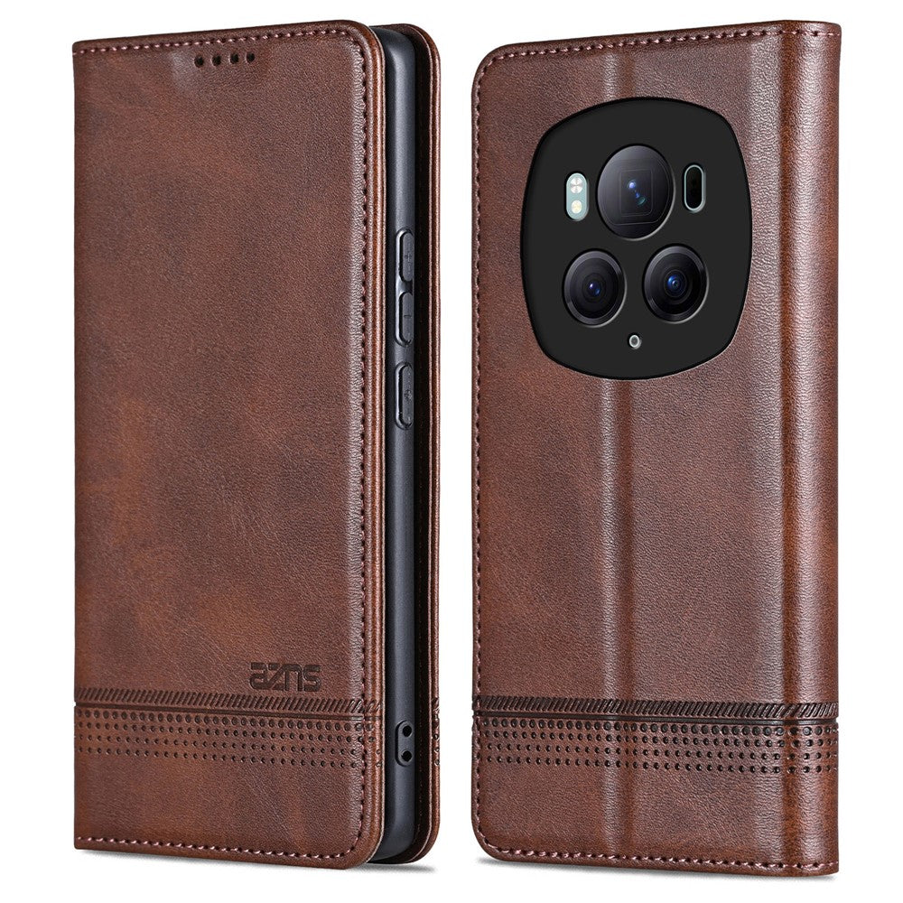 Honor Magic6 Pro 5G Wallet-Handyhülle – Magnetisch, mit Ständerfunktion, aus Rindsleder
