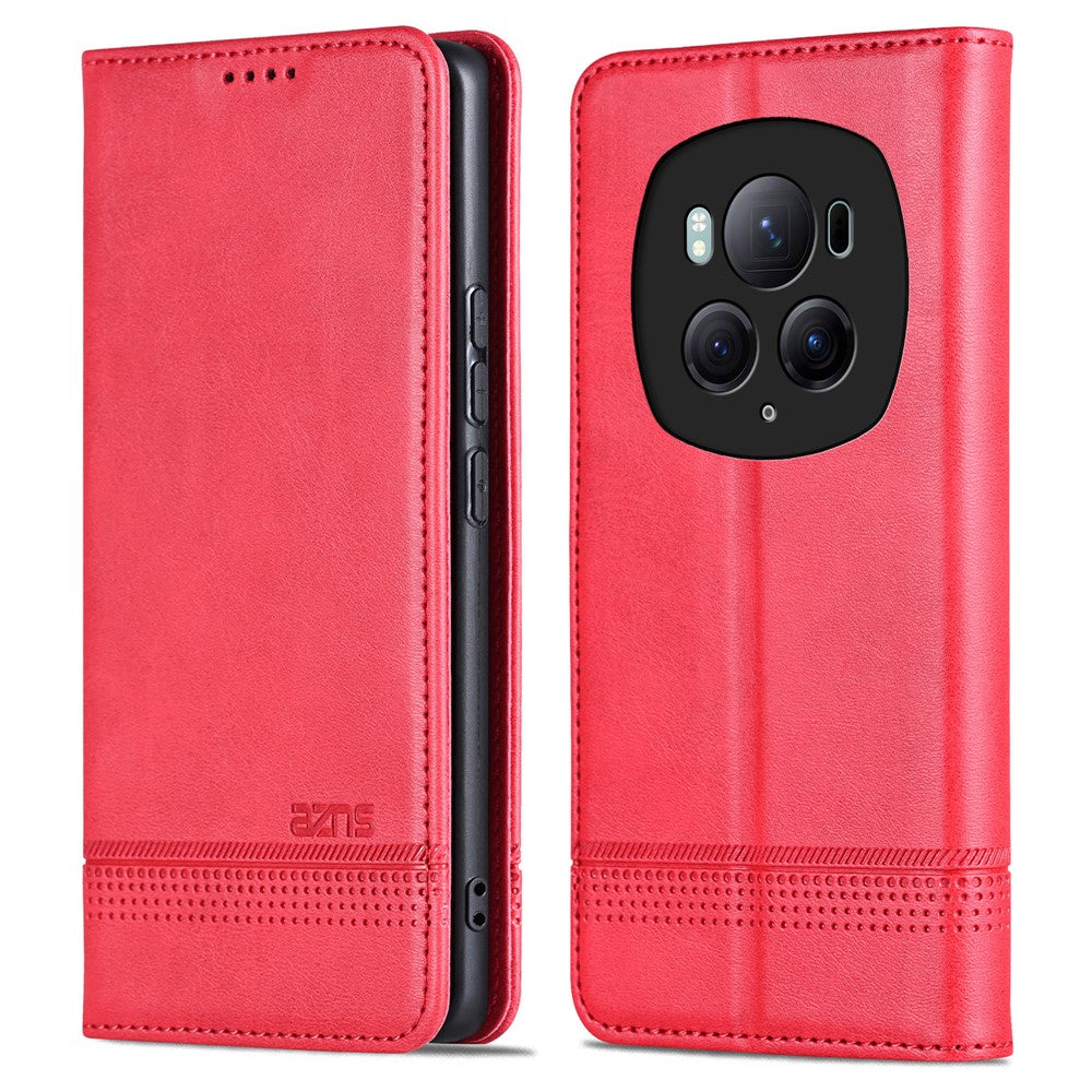Honor Magic6 Pro 5G Wallet-Handyhülle – Magnetisch, mit Ständerfunktion, aus Rindsleder
