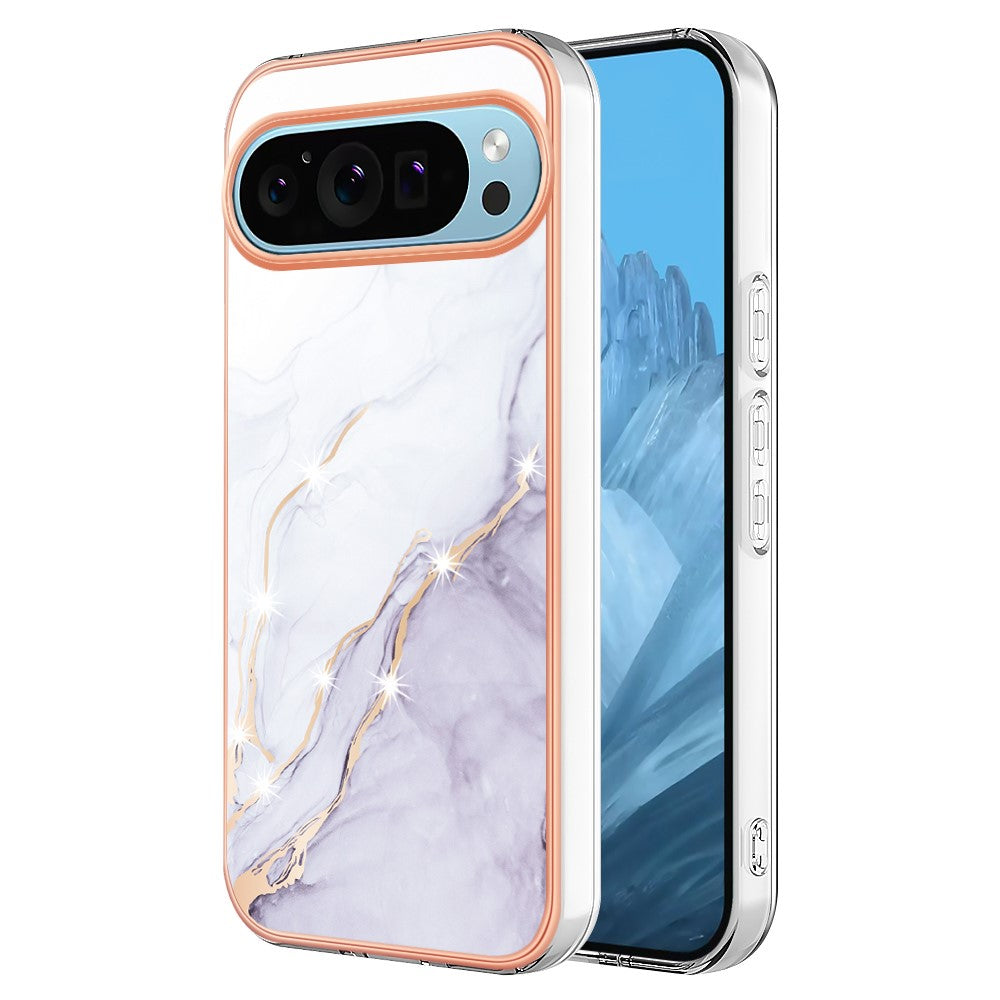 Pixel 9 / 9 Pro Schutzhülle – Mit Marmormuster 2,0 mm Galvanik-Rückseite