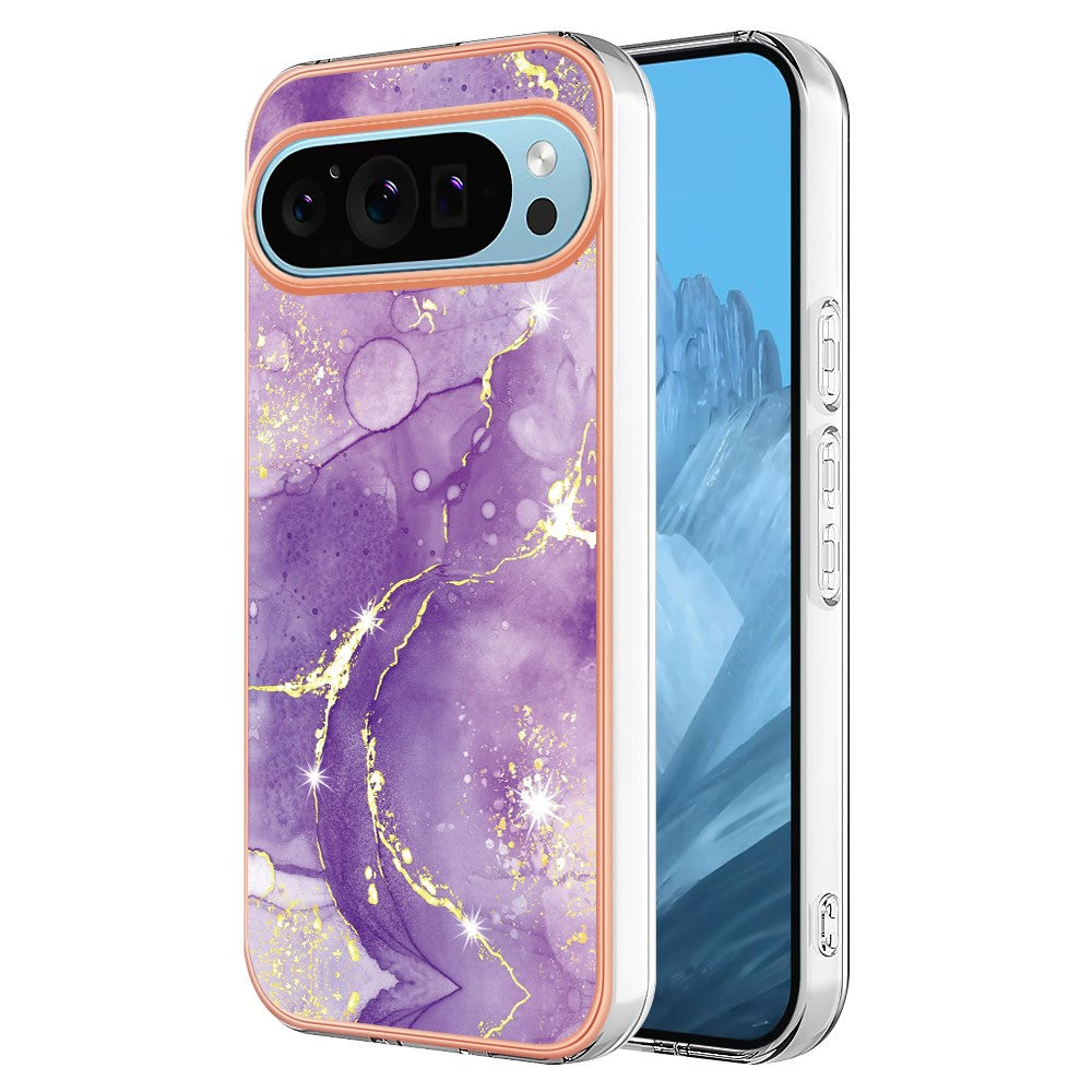 Pixel 9 / 9 Pro Schutzhülle – Mit Marmormuster 2,0 mm Galvanik-Rückseite