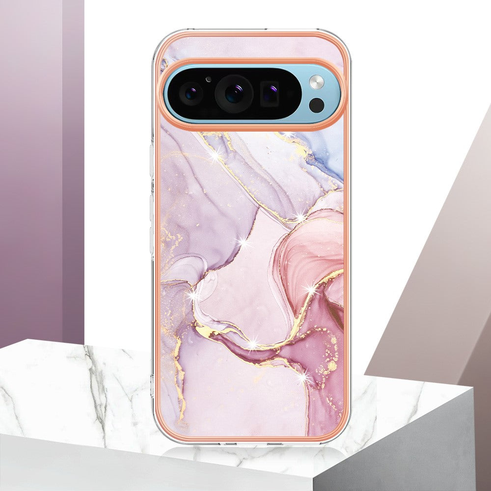 Pixel 9 Pro XL Schutzhülle – Mit Marmormuster 2,0 mm Galvanik-Rückseite