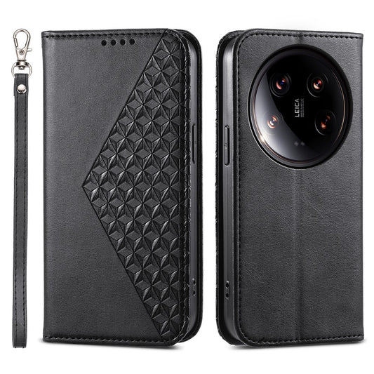 Xiaomi 14 Ultra Handyhülle – aus PU-Leder mit Rauten-Aufdruck, Brieftaschen