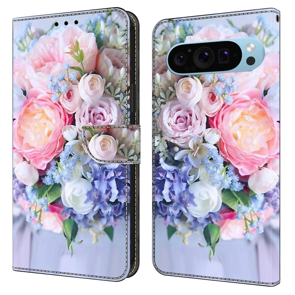 Pixel 9 / Pixel 9 Pro Wallet-Hülle mit 3D-Muster & Magnetverschluss