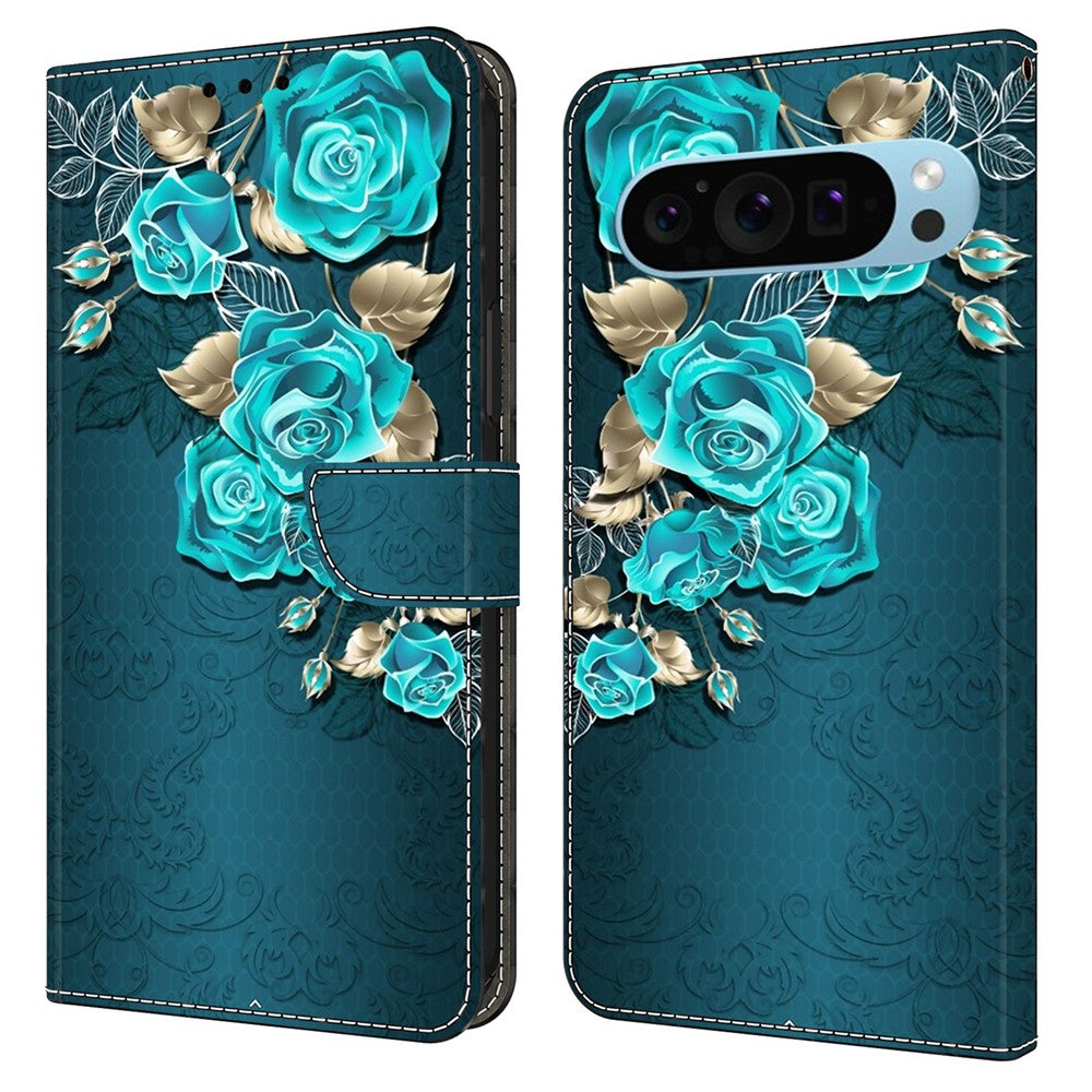 Pixel 9 / Pixel 9 Pro Wallet-Hülle mit 3D-Muster & Magnetverschluss