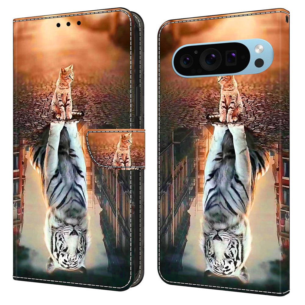 Pixel 9 / Pixel 9 Pro Wallet-Hülle mit 3D-Muster & Magnetverschluss