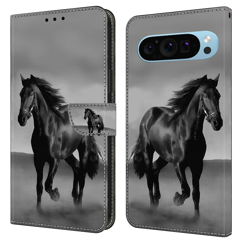 Pixel 9 / Pixel 9 Pro Wallet-Hülle mit 3D-Muster & Magnetverschluss