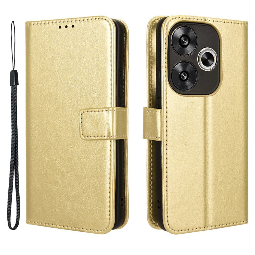 For Xiaomi Redmi Turbo 3 5G / Poco F6 5G Case with Wrist Strap Crazy Horse Texture Magnetic Clasp Phone Cover