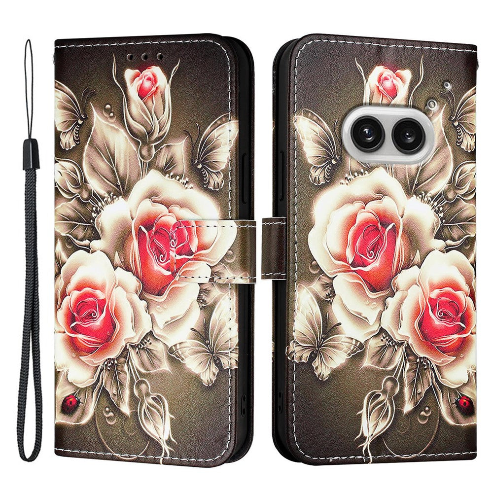 Nothing Phone (2a) Plus / Phone (2a) Wallet-Handyhülle – Aus Leder, mit Trageriemen & Kartenhalter, bedruckt mit einem Muster, Handyhalterung