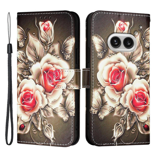 Nothing Phone (2a) Plus / Phone (2a) Wallet-Handyhülle – Aus Leder, mit Trageriemen & Kartenhalter, bedruckt mit einem Muster, Handyhalterung