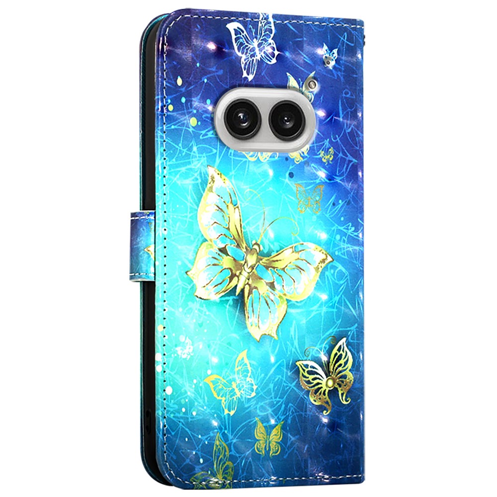 Nothing Phone (2a) Plus / Phone (2a) Handyhülle – aus Leder, mit 3D-Musterdruck, Brieftaschenfunktion, Ständer, mit Tragegurt