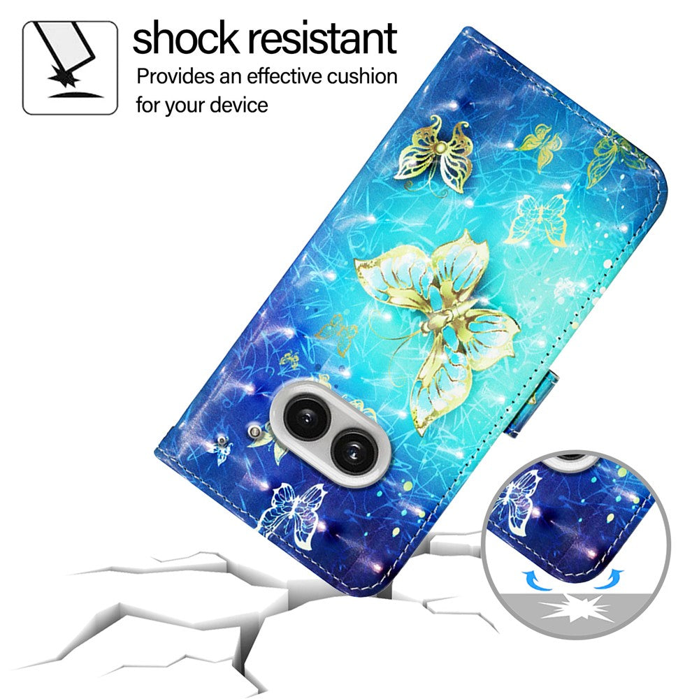 Nothing Phone (2a) Plus / Phone (2a) Wallet-Handyhülle – Aus Leder, mit 3D-Musterdruck, Brieftaschenfunktion, Ständer, mit Tragegurt