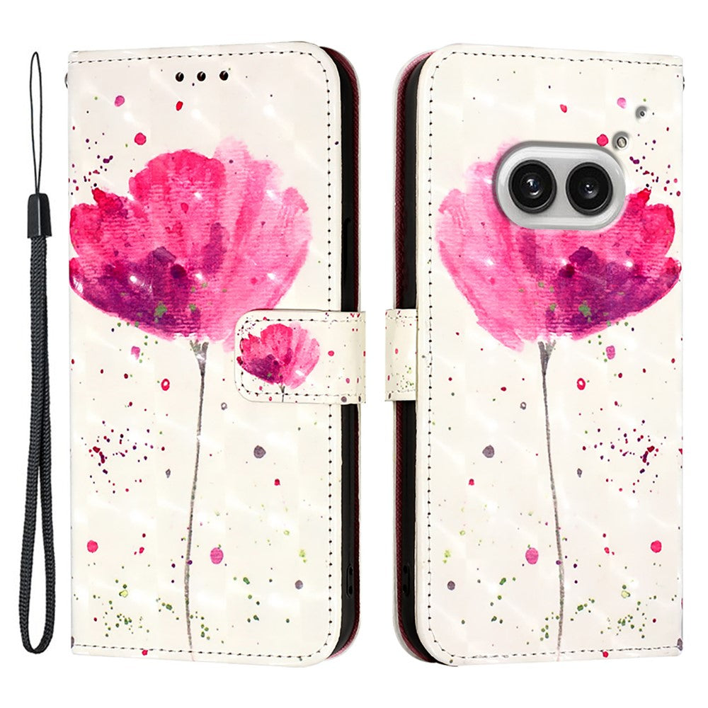 Nothing Phone (2a) Plus / Phone (2a) Handyhülle – aus Leder, mit 3D-Musterdruck, Brieftaschenfunktion, Ständer, mit Tragegurt