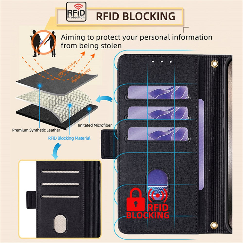 For Xiaomi 14 Ultra Case RFID Blocking PU Leather Wallet Flip Phone Cover with Shoulder Strap
