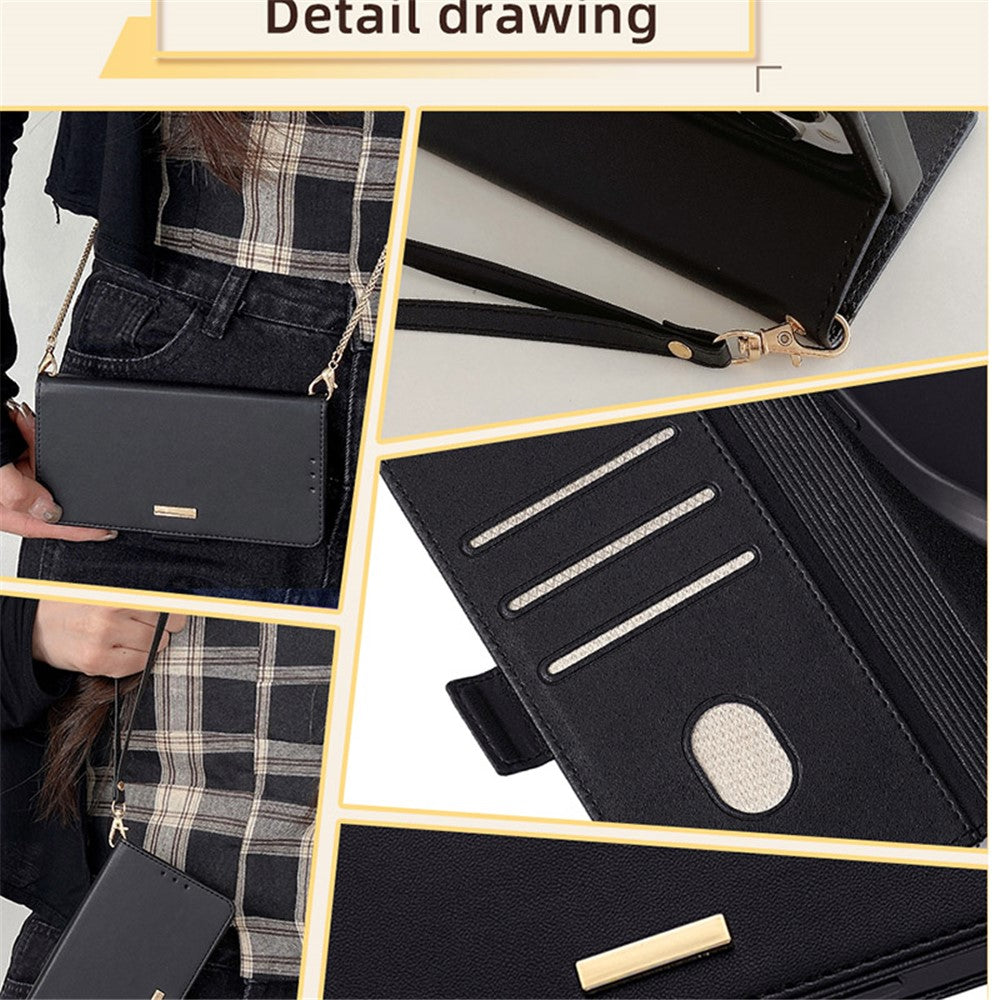 For Xiaomi 14 Pro Case with Golden Chain Shoulder Strap RFID Blocking Leather Phone Cover