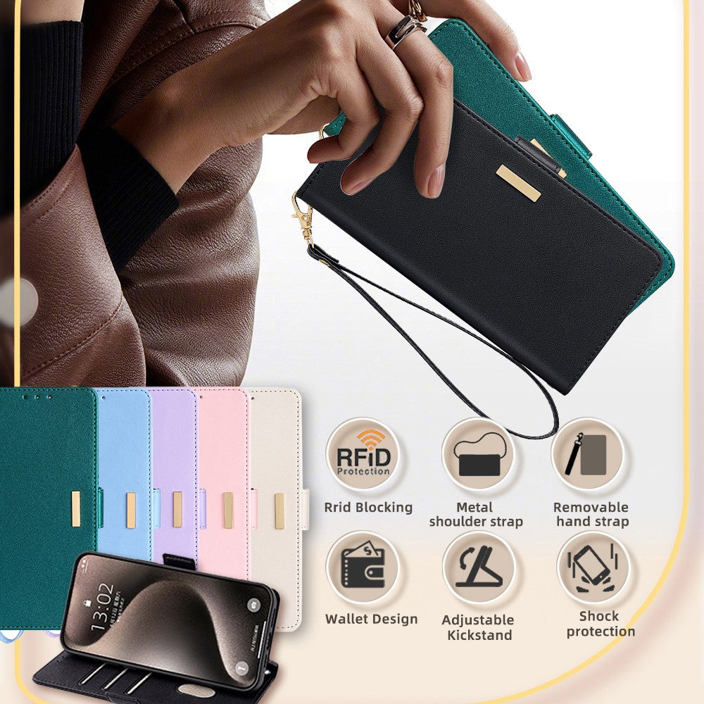 For Xiaomi Redmi Note 13 4G Crossbody Lanyard Case PU Leather RFID Blocking Flip Phone Cover