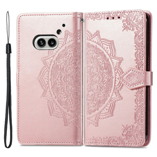 Nothing Phone (2a) Plus / Phone (2a) Wallet-Handyhülle – Aus geprägtem Mandala-Leder, mit Magnetverschluss & Klappverschluss