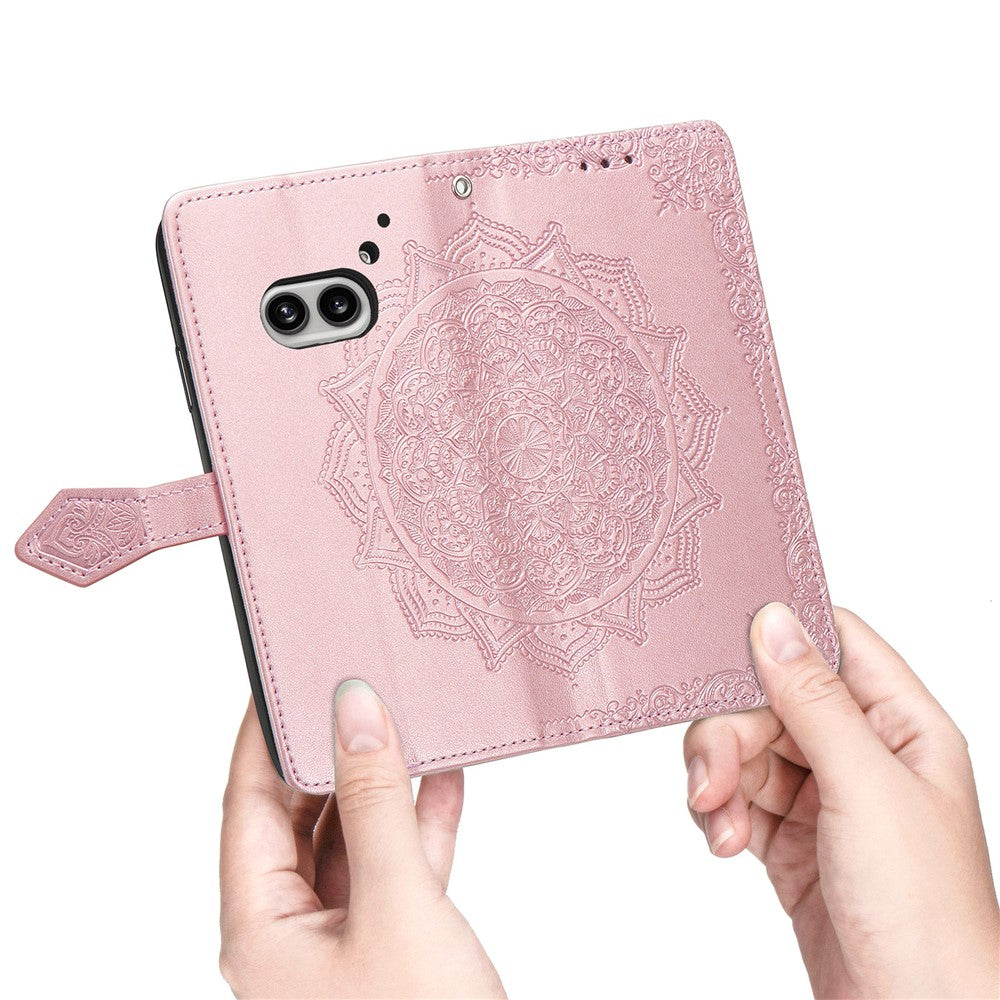 Nothing Phone (2a) Plus / Phone (2a) Wallet-Handyhülle – Aus geprägtem Mandala-Leder, mit Magnetverschluss & Klappverschluss