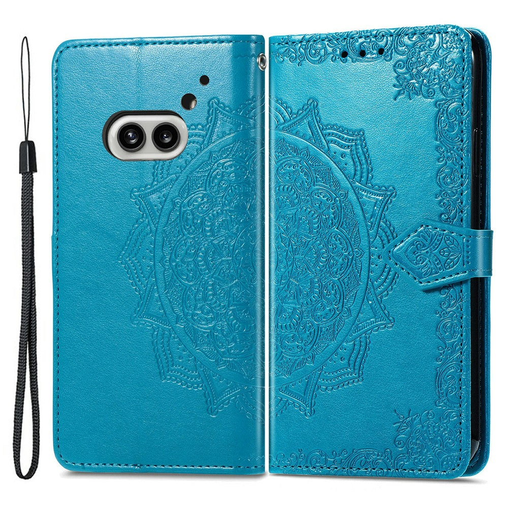 Nothing Phone (2a) Plus / Phone (2a) Wallet-Handyhülle – Aus geprägtem Mandala-Leder, mit Magnetverschluss & Klappverschluss