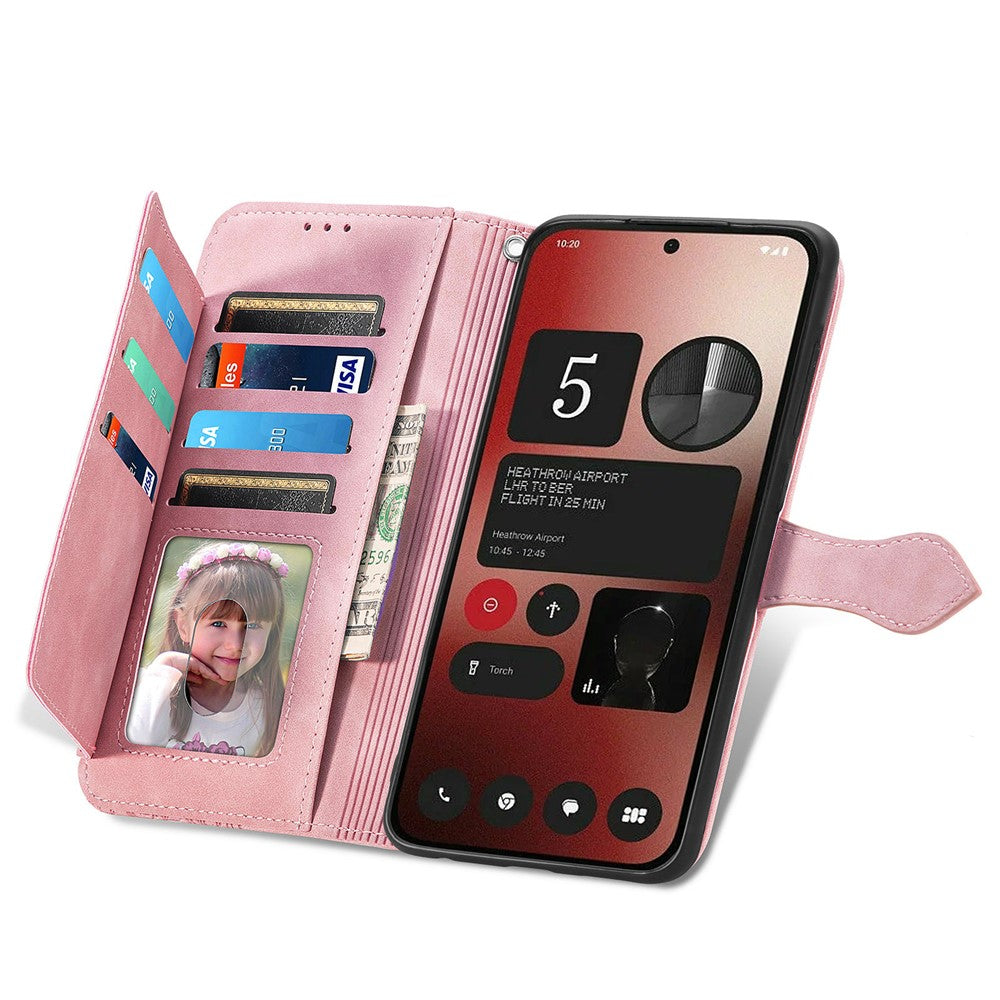 Nothing Phone (2a) Plus / Phone (2a) Wallet-Handyhülle – Mit Riemen & Reißverschluss, aus PU-Leder, mit Blumenmuster