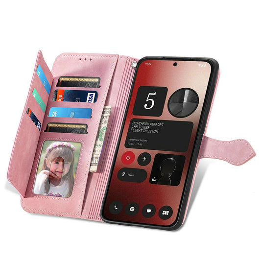 Nothing Phone (2a) Plus / Phone (2a) Wallet-Handyhülle – Mit Riemen & Reißverschluss, aus PU-Leder, mit Blumenmuster