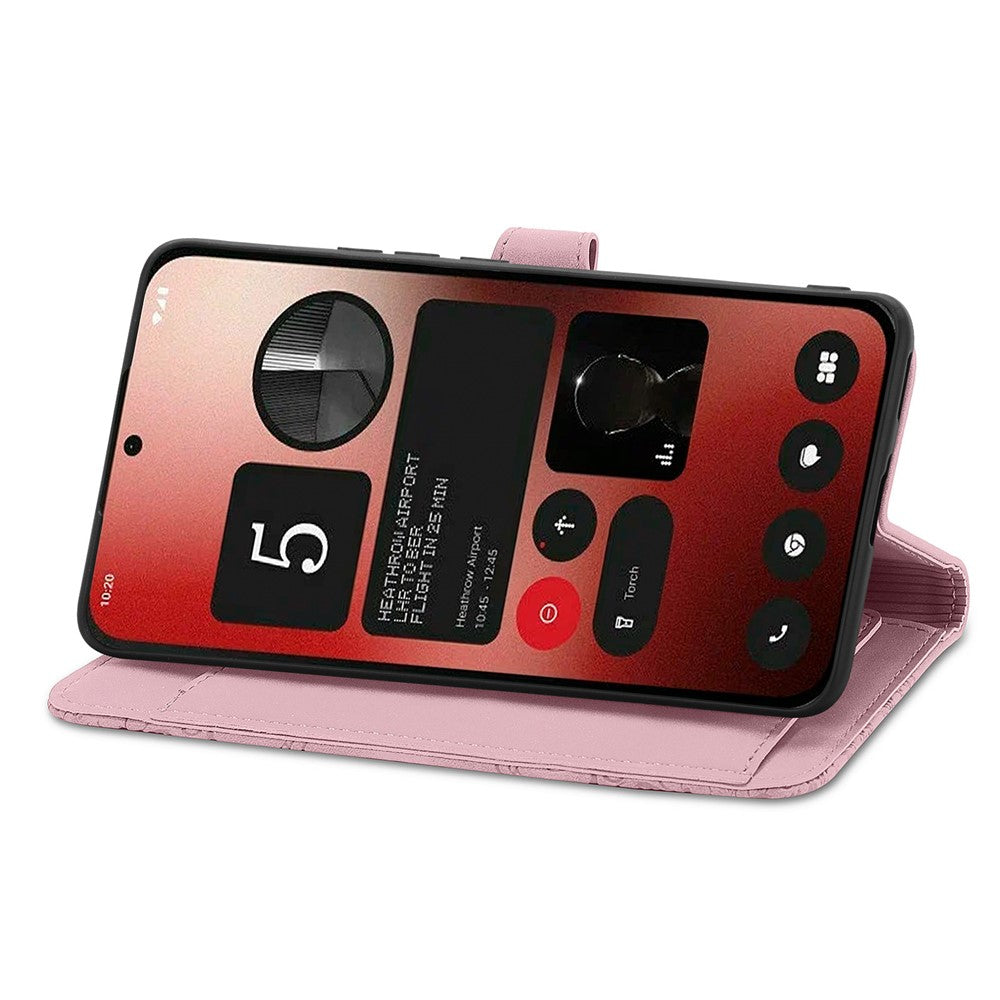 Nothing Phone (2a) Plus / Phone (2a) Wallet-Handyhülle – Mit Riemen & Reißverschluss, aus PU-Leder, mit Blumenmuster