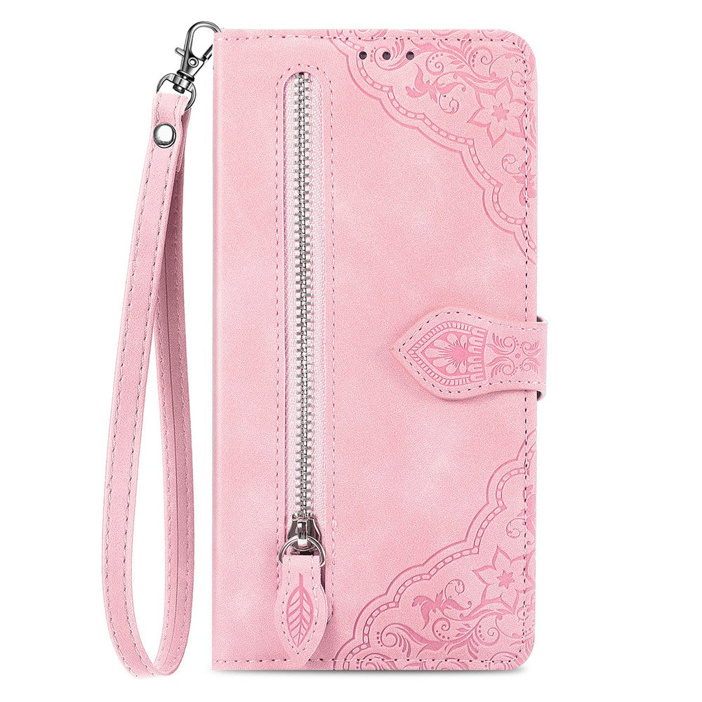 Nothing Phone (2a) Plus / Phone (2a) Wallet-Handyhülle – Mit Riemen & Reißverschluss, aus PU-Leder, mit Blumenmuster