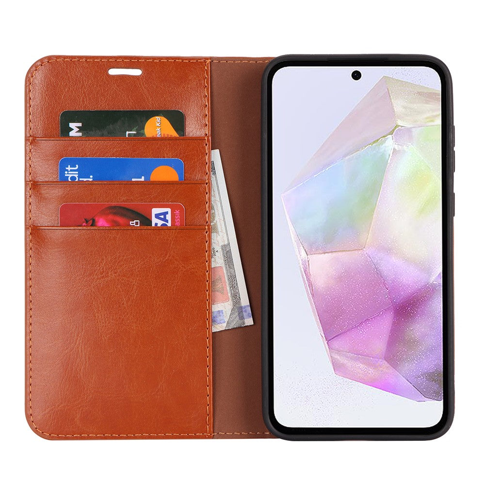 Galaxy A35 5G Echtleder-Hülle mit Kartenfach