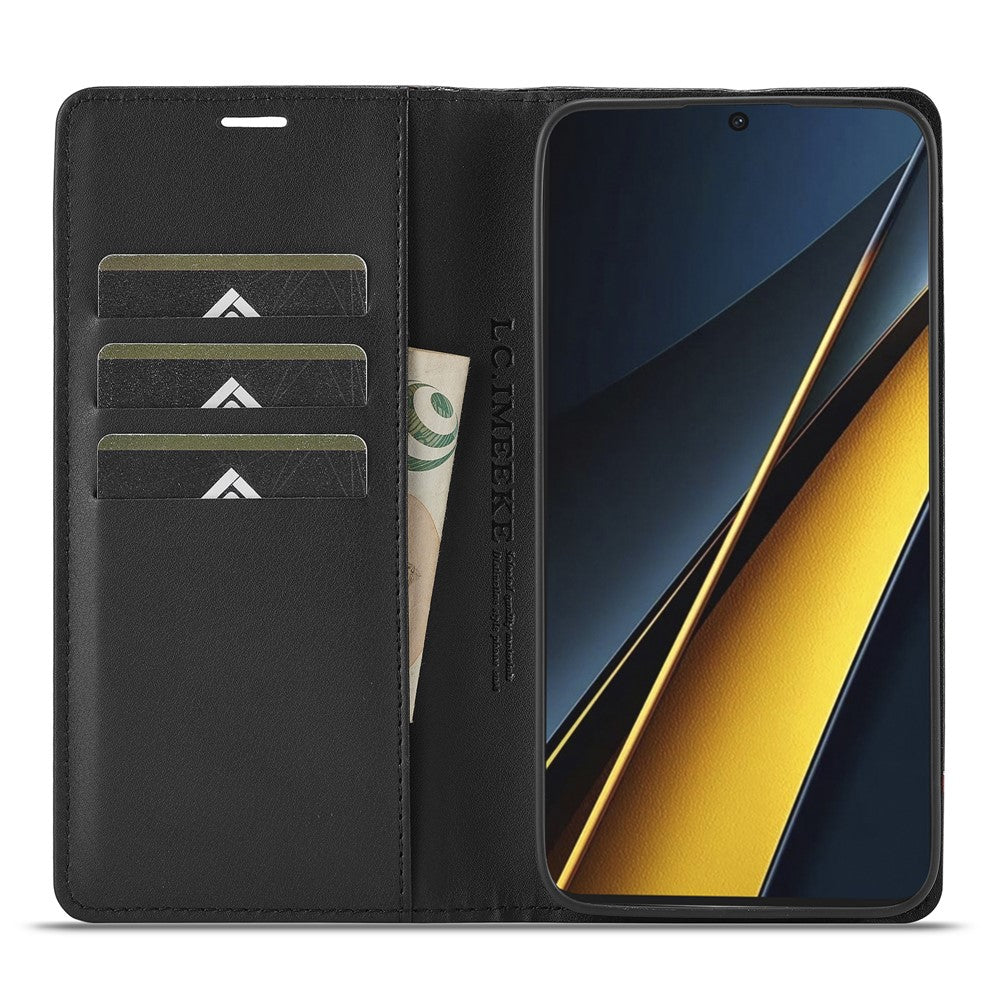 LC.IMEEKE For Xiaomi Poco X6 Pro 5G / Redmi K70E 5G Case PU Leather Carbon Fiber Texture Stand Folio Phone Cover