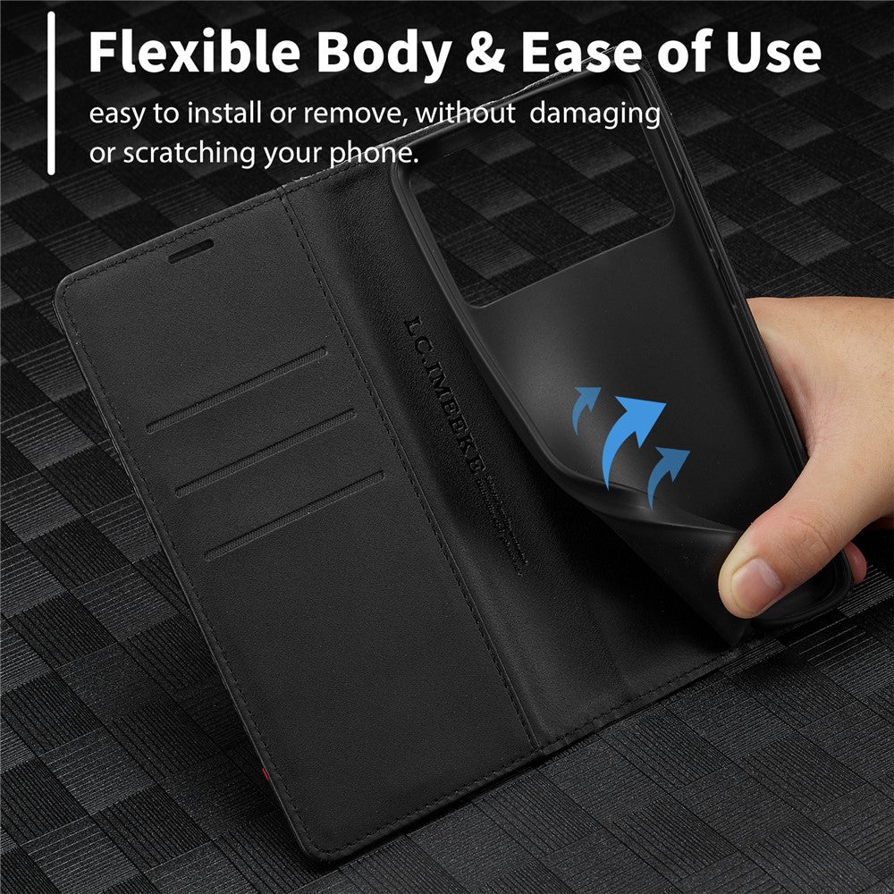 LC.IMEEKE For Xiaomi Poco X6 Pro 5G / Redmi K70E 5G Case PU Leather Carbon Fiber Texture Stand Folio Phone Cover