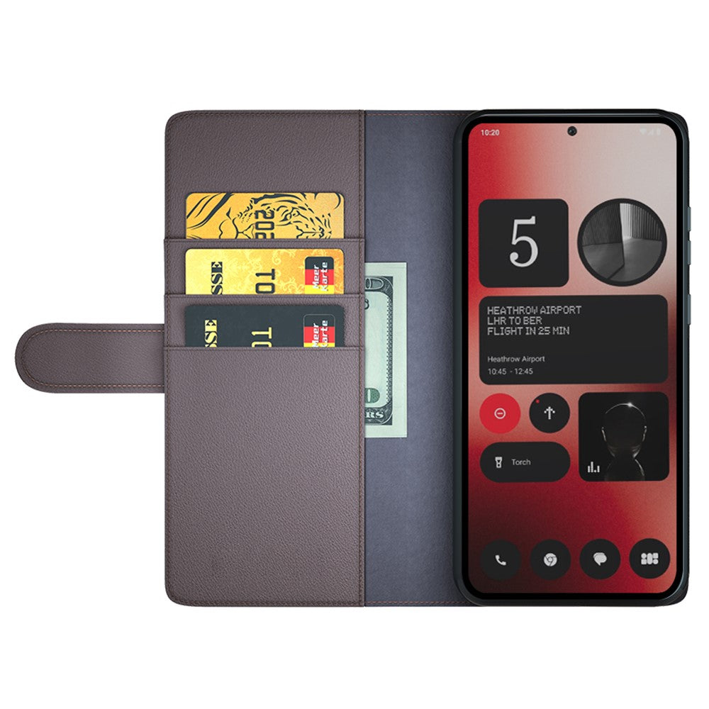 Nothing Phone (2a) Plus / Phone (2a) Wallet-Handyhülle – Aus echtem Spaltleder, mit integriertem Ständer