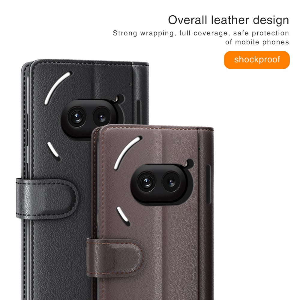 Nothing Phone (2a) Plus / Phone (2a) Wallet-Handyhülle – Aus echtem Spaltleder, mit integriertem Ständer