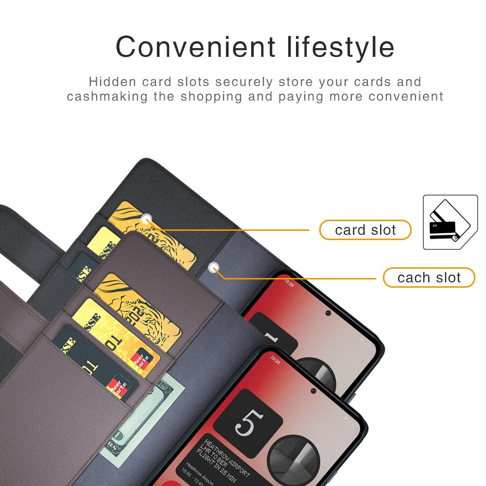 Nothing Phone (2a) Plus / Phone (2a) Wallet-Handyhülle – Aus echtem Spaltleder, mit integriertem Ständer