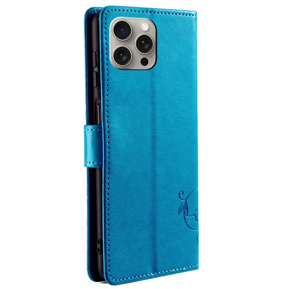 iPhone 15 Pro Max Schutzhülle – Mit Blumens- & Schmetterlingsmuster & Riemen
