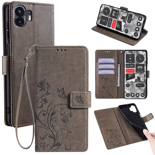 For Nothing Phone (2)   Case Butterfly Flower Stand Leather Phone Cover