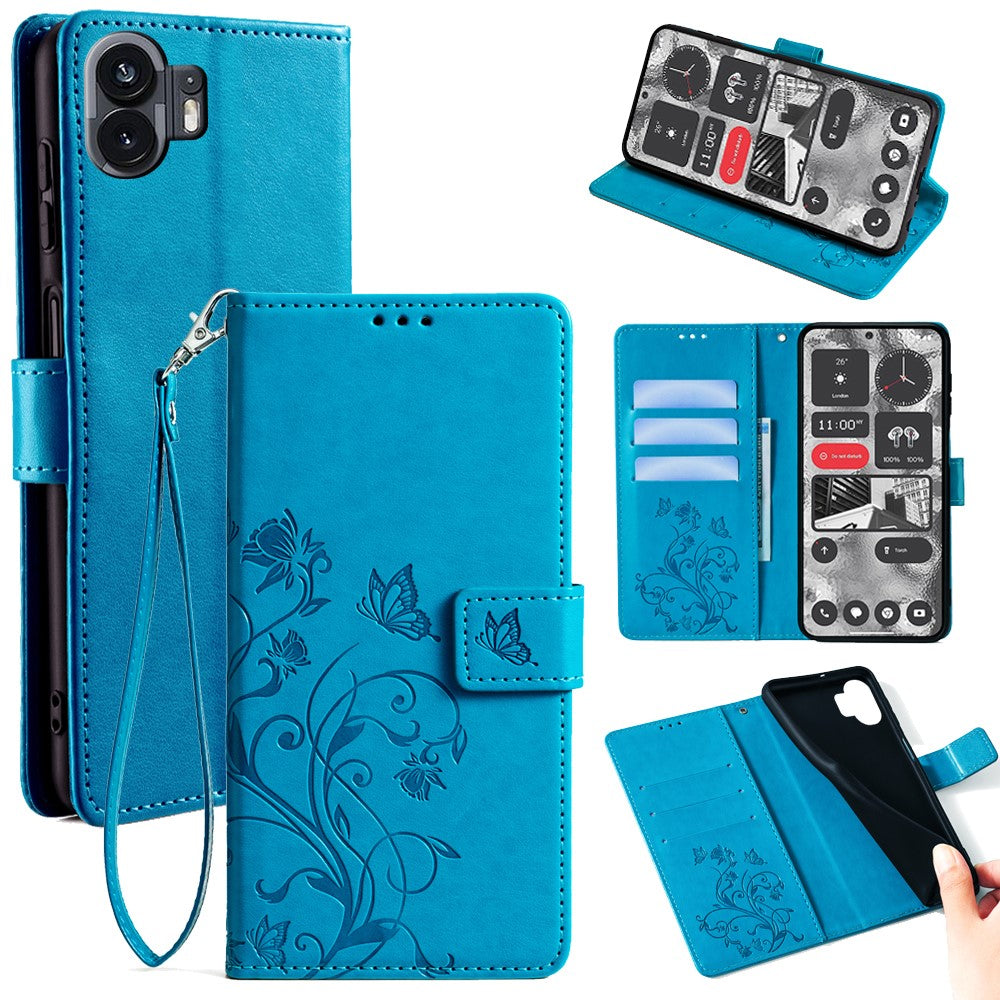For Nothing Phone (2)   Case Butterfly Flower Stand Leather Phone Cover