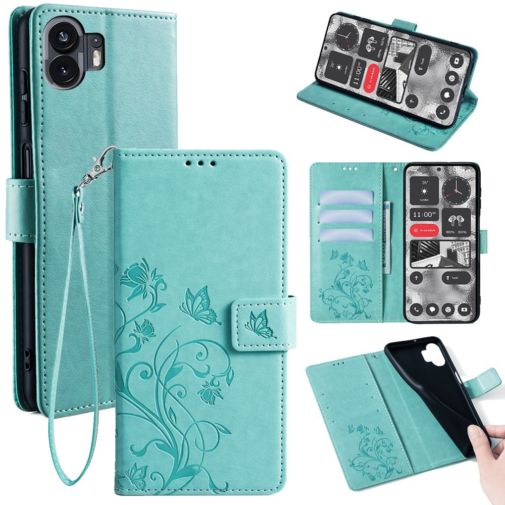 For Nothing Phone (2)   Case Butterfly Flower Stand Leather Phone Cover
