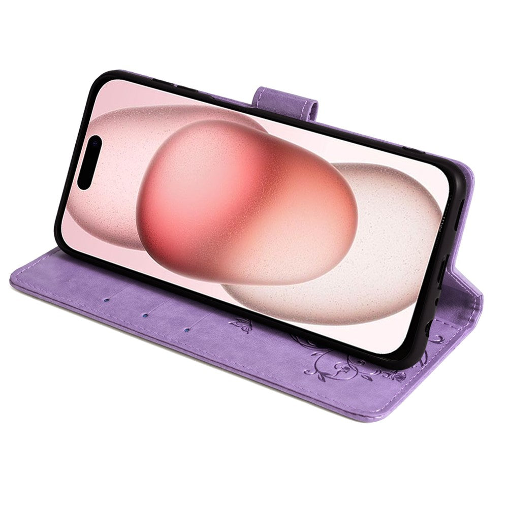 iPhone 15 Schutzhülle – Mit Blumens- & Schmetterlingsmuster & Riemen
