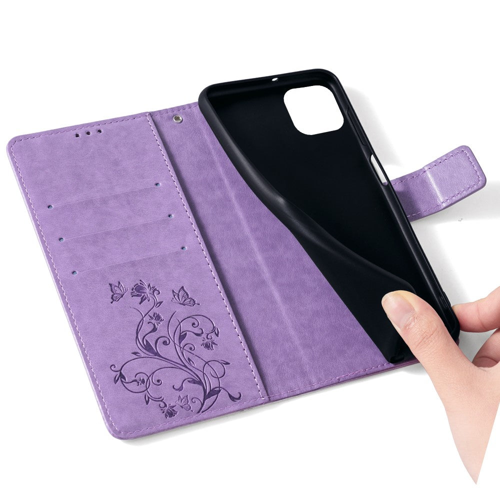 iPhone 15 Schutzhülle – Mit Blumens- & Schmetterlingsmuster & Riemen