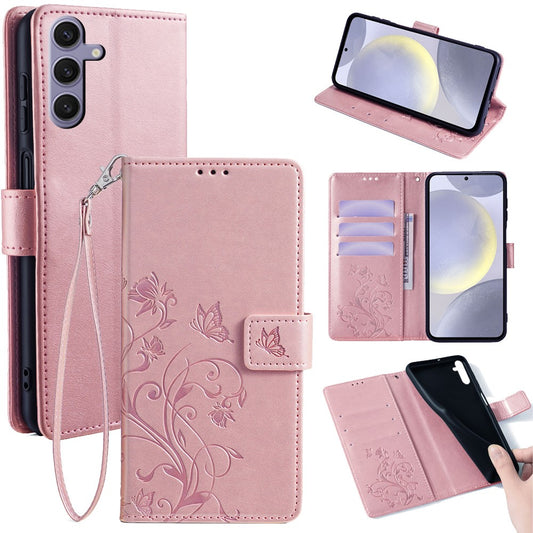 Galaxy S24 Plus Schutzhülle – Mit Blumens- & Schmetterlingsmuster & Riemen