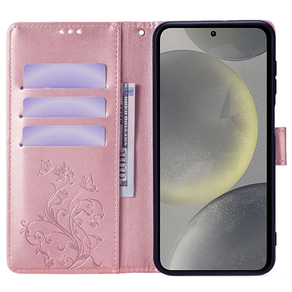 Galaxy S24 Plus Schutzhülle – Mit Blumens- & Schmetterlingsmuster & Riemen