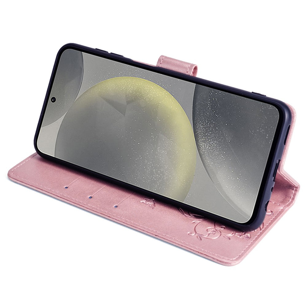 Galaxy S24 Plus Schutzhülle – Mit Blumens- & Schmetterlingsmuster & Riemen
