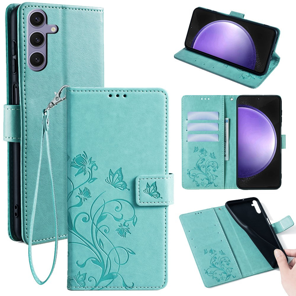 Galaxy S23 FE Schutzhülle – Mit Blumens- & Schmetterlingsmuster & Riemen