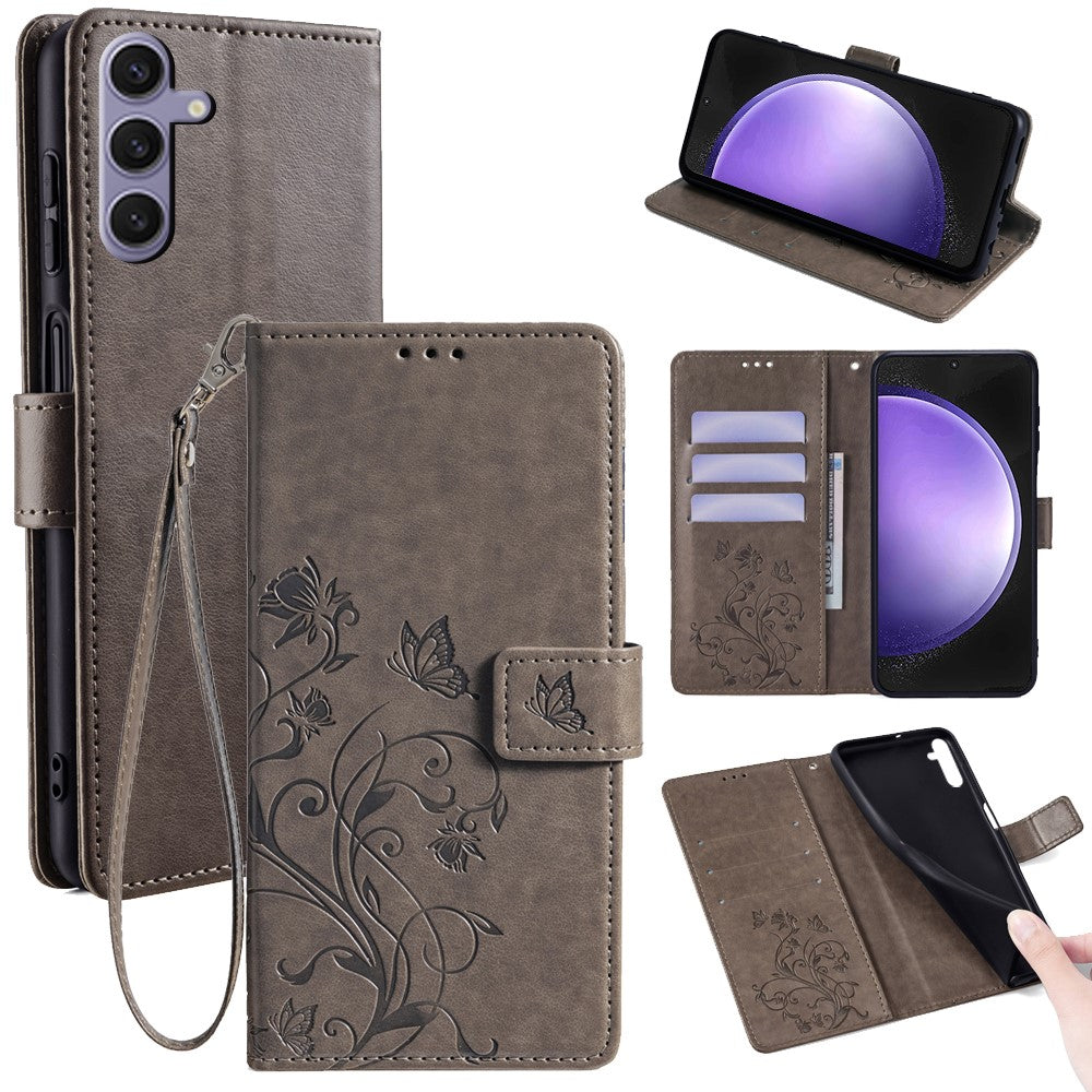 Galaxy S23 FE Schutzhülle – Mit Blumens- & Schmetterlingsmuster & Riemen