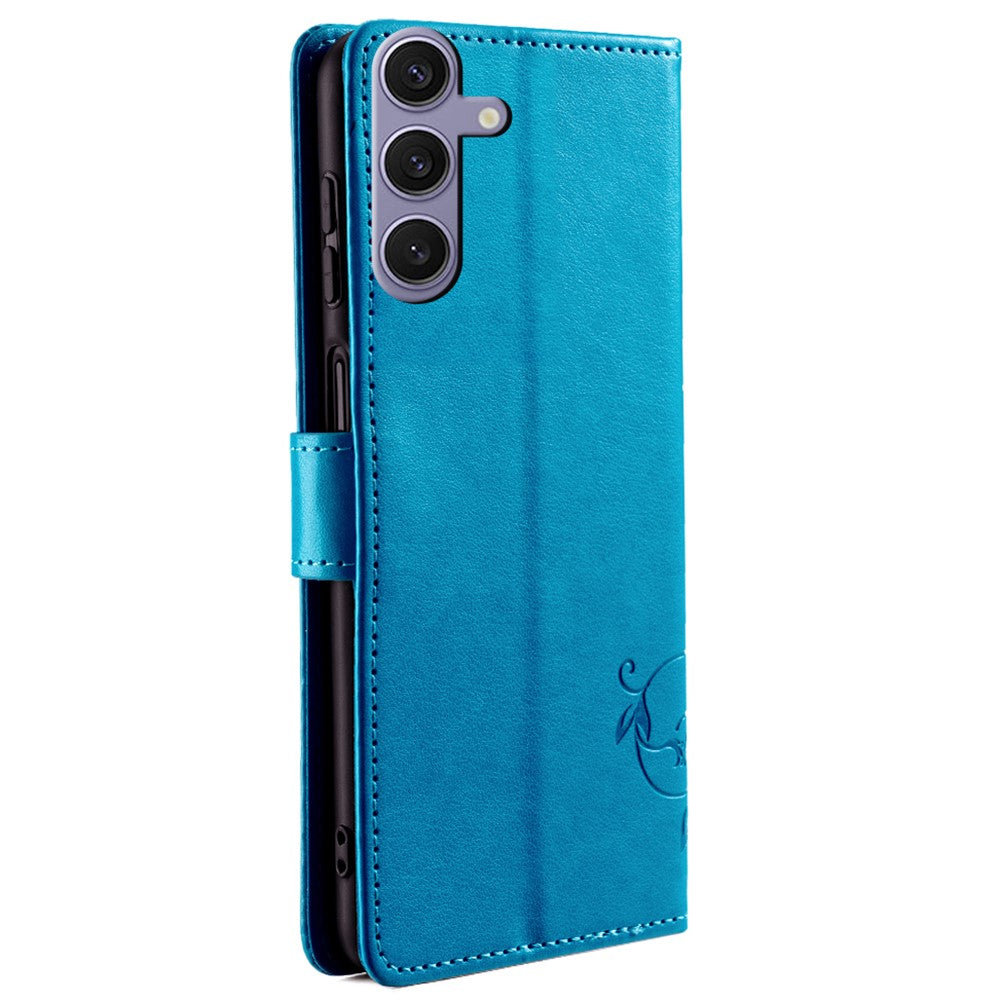 Galaxy S24 Schutzhülle – Mit Blumens- & Schmetterlingsmuster & Riemen