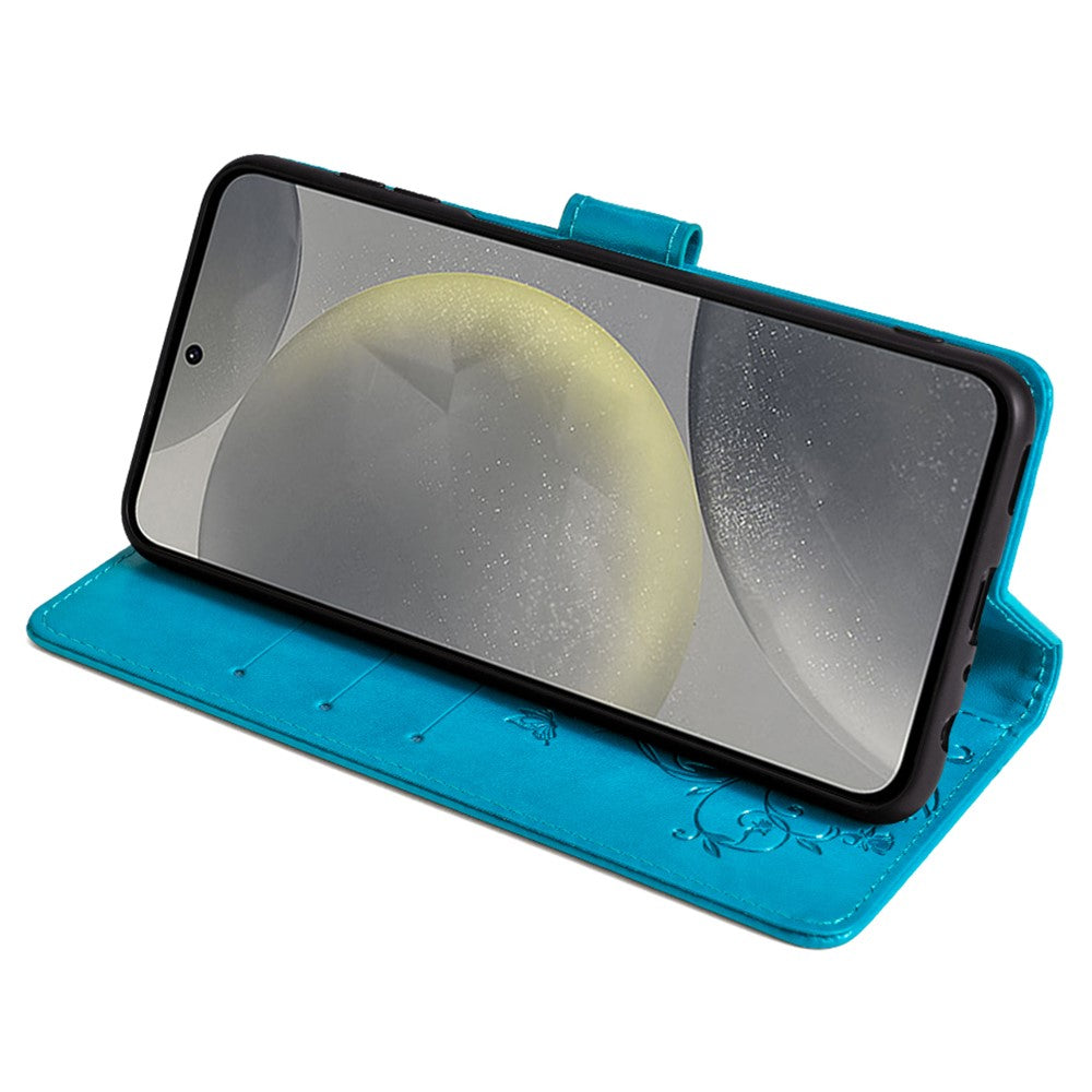 Galaxy S24 Schutzhülle – Mit Blumens- & Schmetterlingsmuster & Riemen